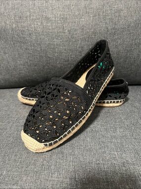 Michael Kors Black Laser-Cut Espadrille Flats